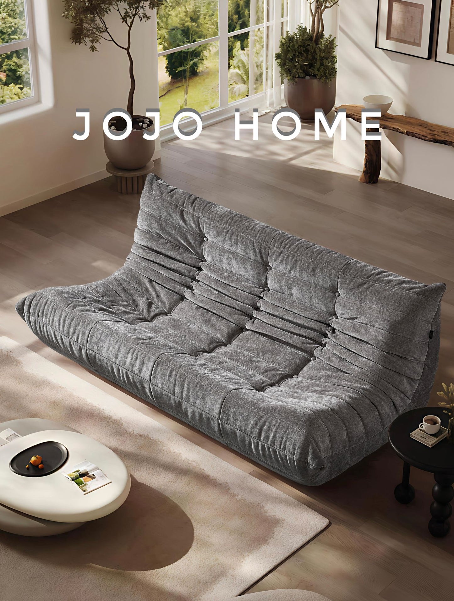 Canapea Premium Serena cu Sustinere Ergonomica HD Foam, Catifea, Gri-C9012
