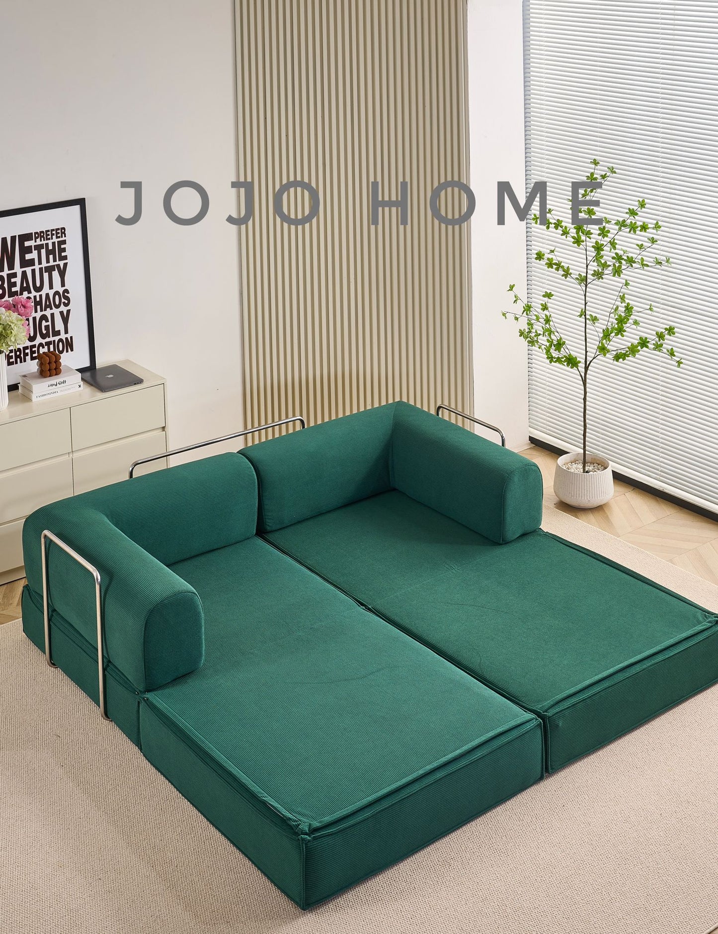 Canapea Premium Modulara Expandio, cu Susținere Ergonomică HD Foam, Catifea Reiata, Verde-C9008
