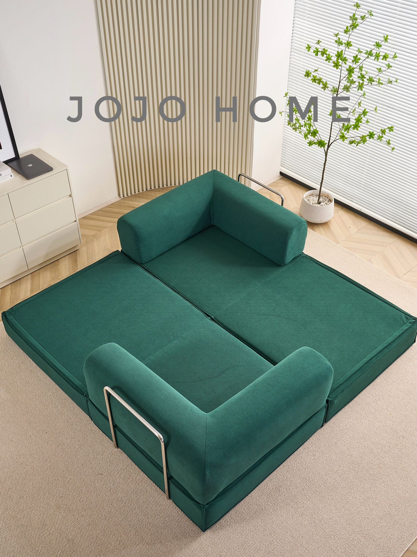 Canapea Premium Modulara Expandio, cu Susținere Ergonomică HD Foam, Catifea Reiata, Verde-C9008