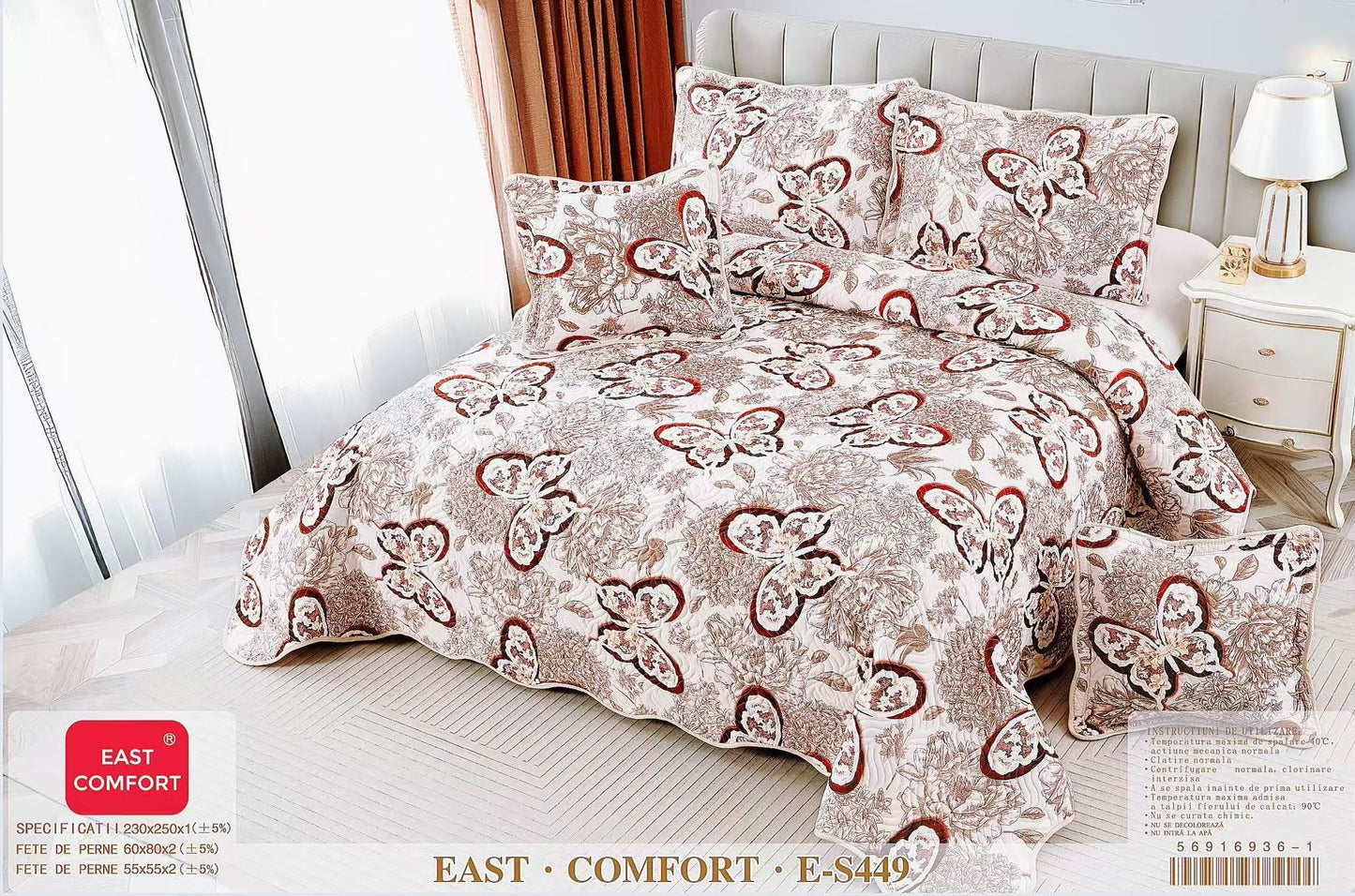 Cuvertura 5 piese din Bumbac Finetat, Fluturi-D8877