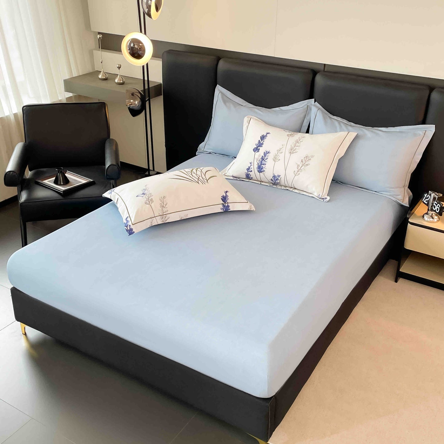 Lenjerie Premium Luxury din Finet, 6 Piese, cu Elastic, Lavanda-C7503
