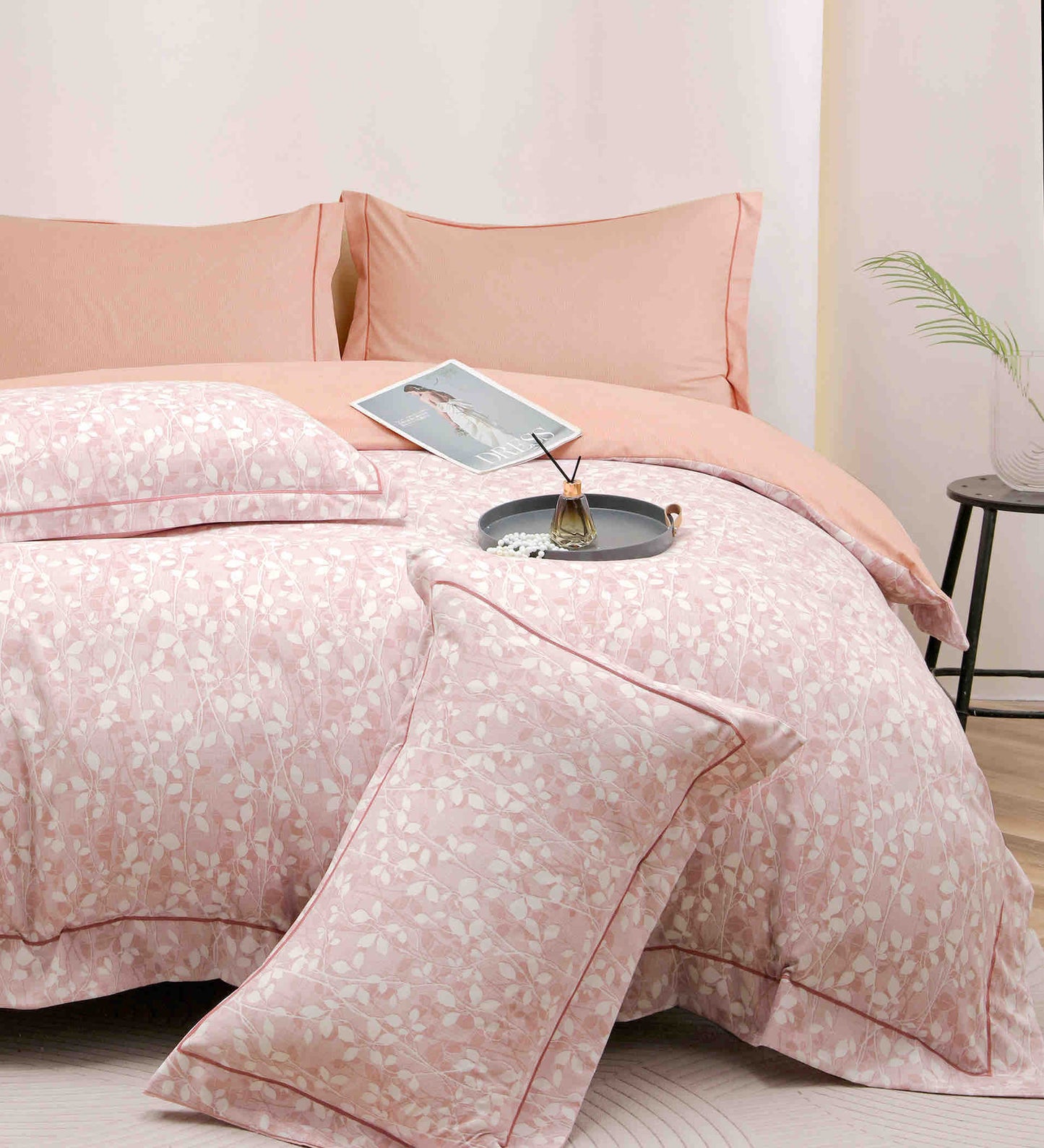 Lenjerie Premium Luxury din Finet, 6 Piese, cu Elastic, Roz/Floricele-C7509