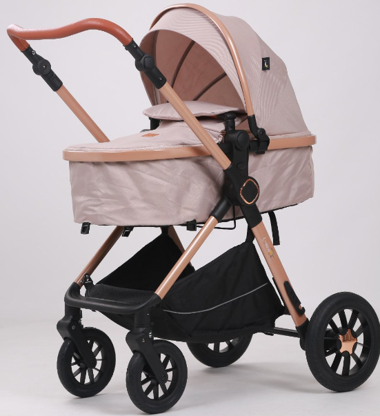 Carucior 3 in 1, cu Suspensii Duble si Landou Reversibil, Element sustinere dublu, 0-36 luni, Bej