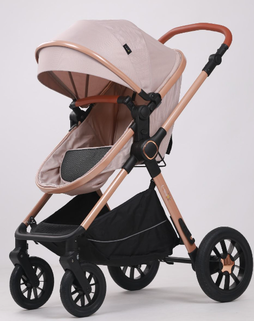 Carucior 3 in 1, cu Suspensii Duble si Landou Reversibil, Element sustinere dublu, 0-36 luni, Bej