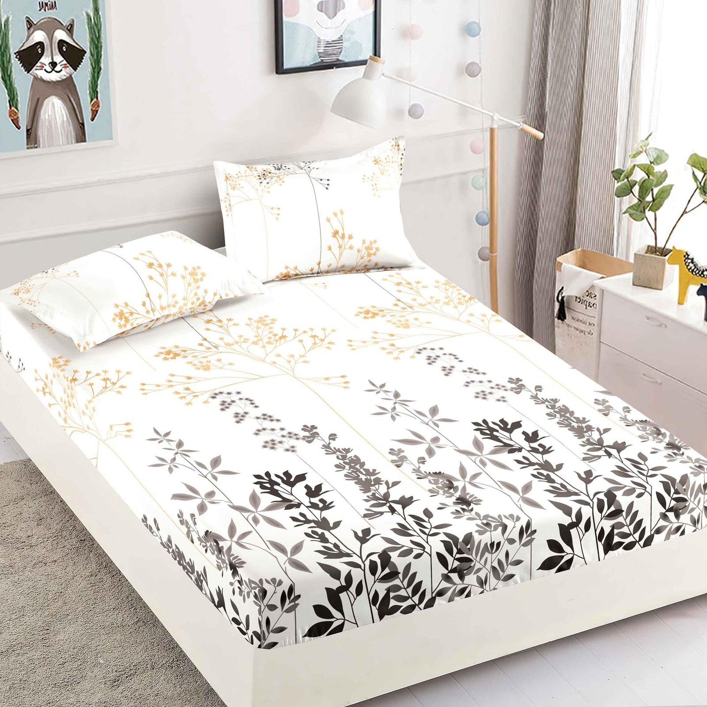 Husa de Pat cu Elastic, Din Finet, 180x200cm+2 fete de perna-C6374