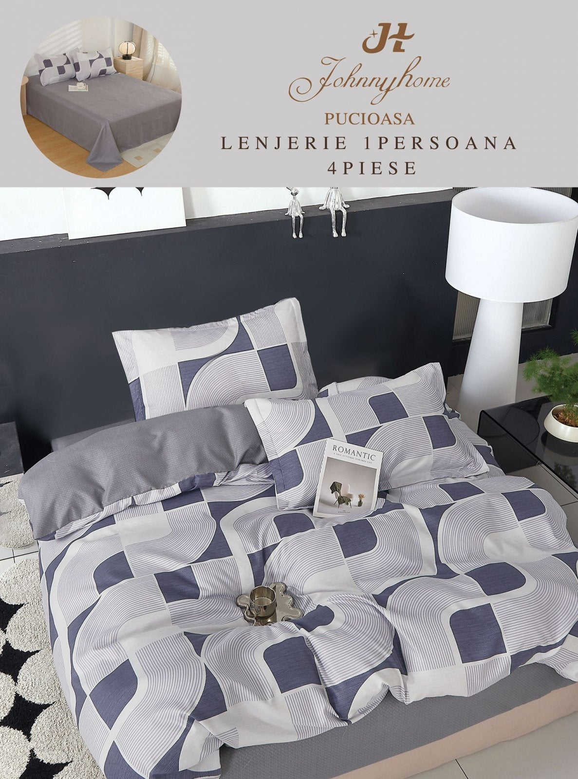 Lenjerie Finet 4 Piese 1 Persoana, Abstract-H7208