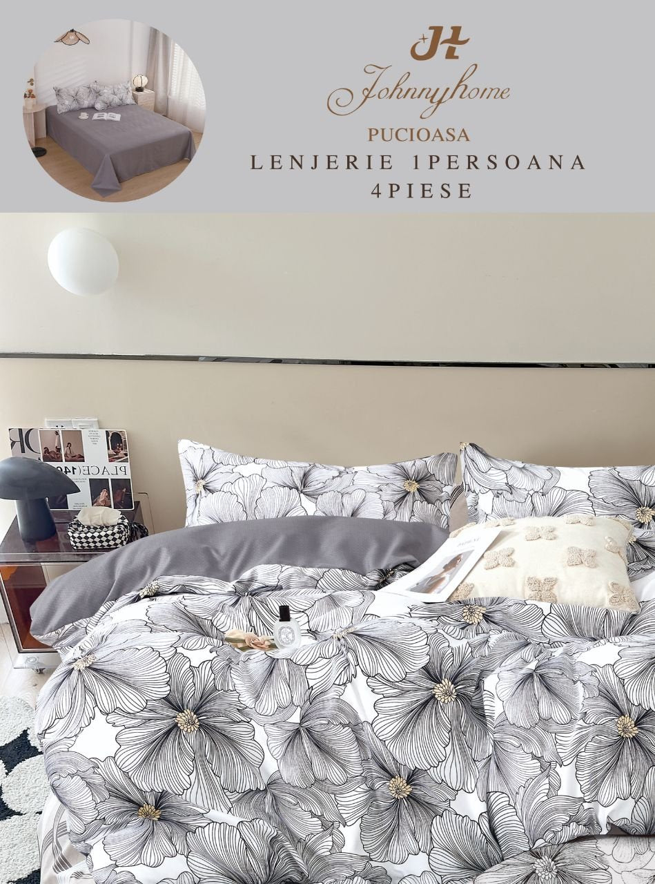 Lenjerie Finet 4 Piese 1 Persoana, Floricele-H7204