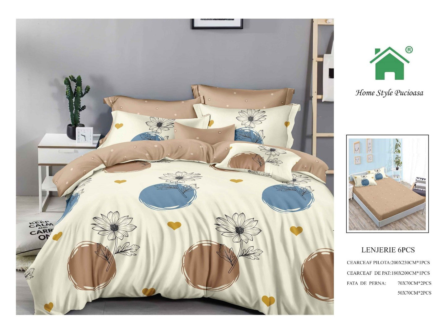 Lenjerie Pat Dublu Din Finet, 6 Piese, cu Elastic-N7336