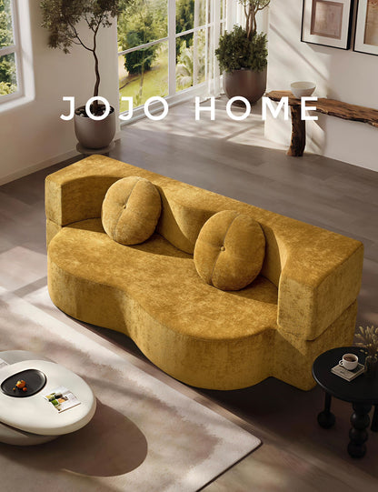 Canapea Premium Venezia, cu Susținere Ergonomică HD Foam, Catifea, Galben-C9001