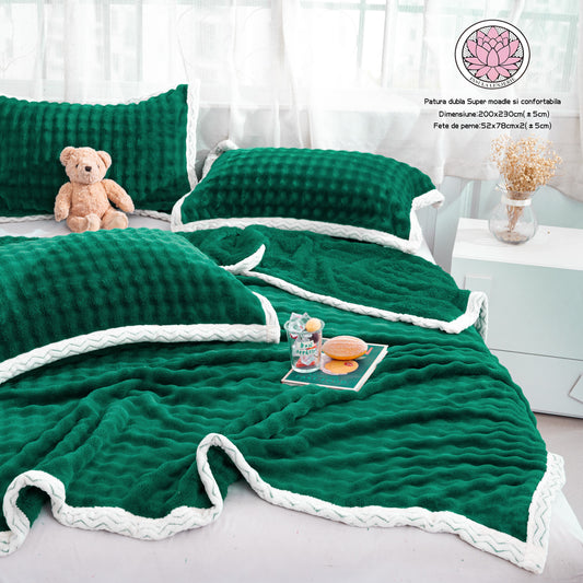 Set Premium Patura Cocolino Moale+2 Fete de Perna, Verde-P8854
