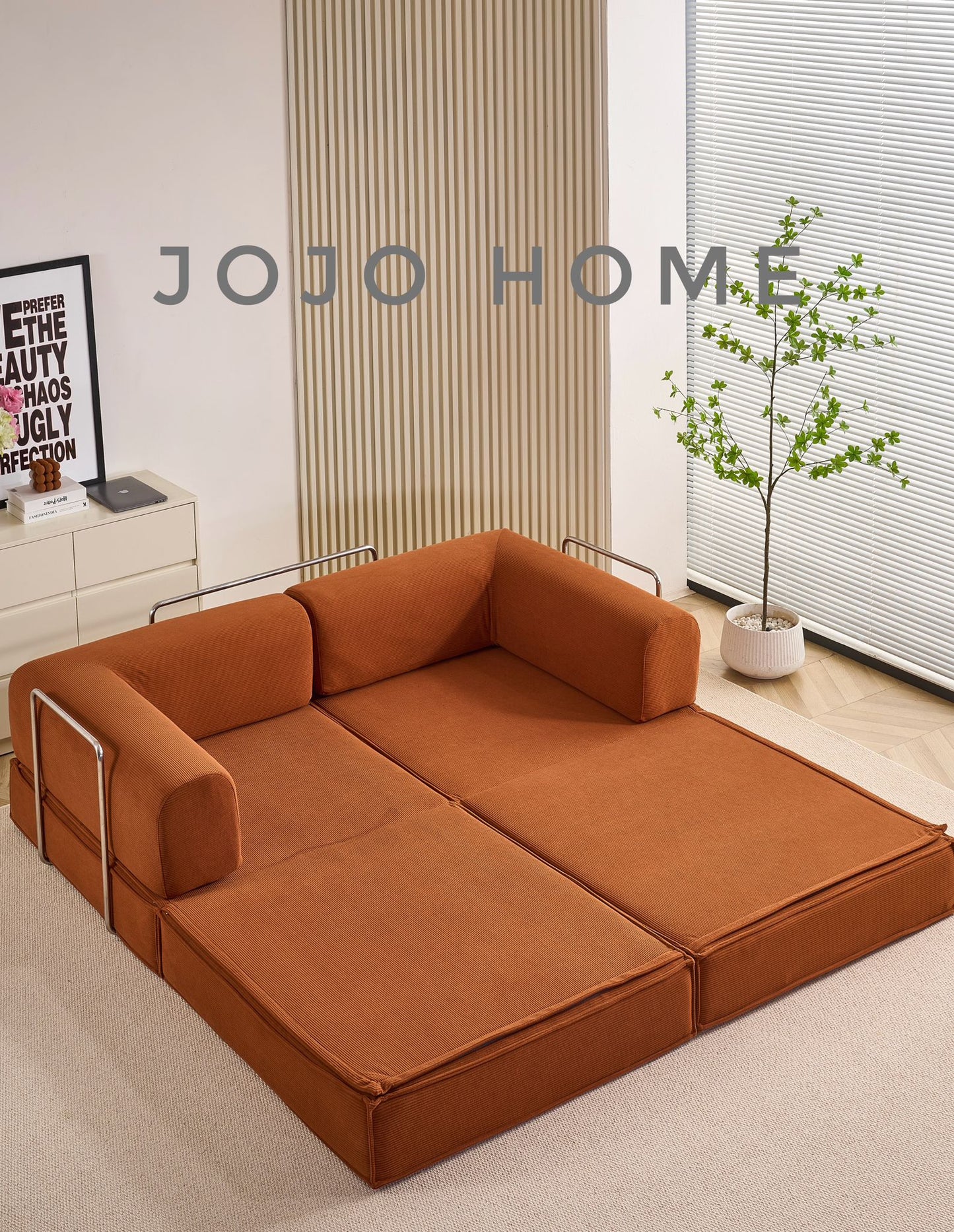 Canapea Premium Modulara Expandio, cu Susținere Ergonomică HD Foam, Catifea Reiata, Maro-C9007