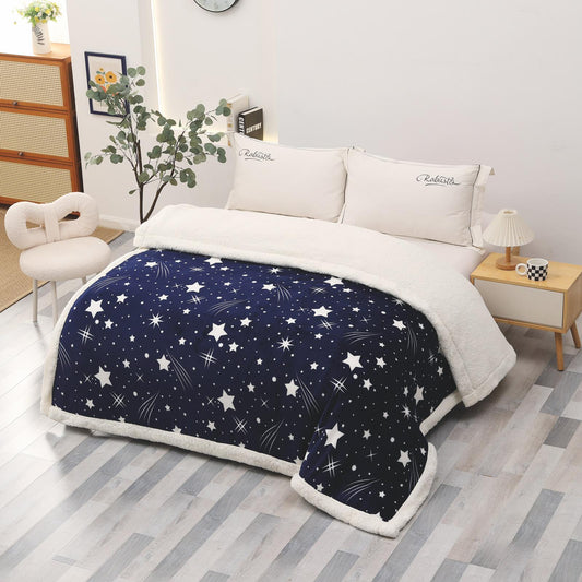 Patura Cocolino cu Blanita, 200x230cm, Bleumarin/Stele-D8882
