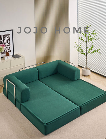Canapea Premium Modulara Expandio, cu Susținere Ergonomică HD Foam, Catifea Reiata, Verde-C9008