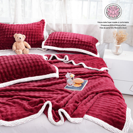 Set Premium Patura Cocolino Moale+2 Fete de Perna, Grena-P8858