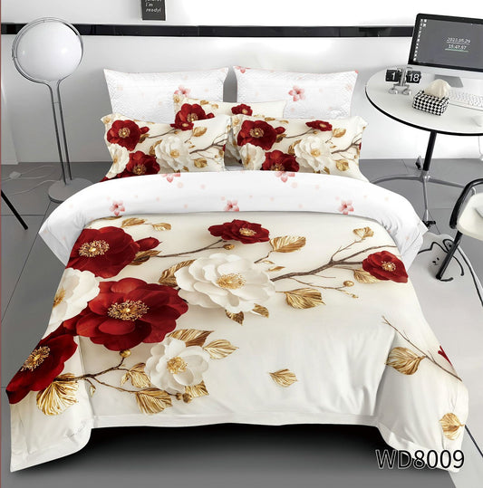 Lenjerie 5D Finet 4 Piese, cu Elastic, Imprimeu Identic cu Poza, Flori-P8979