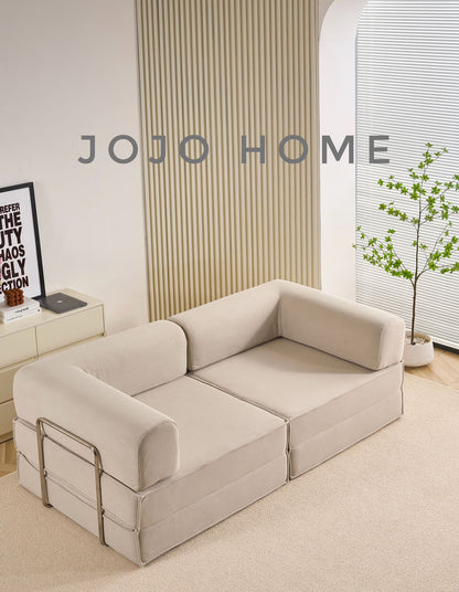 Canapea Premium Modulara Expandio, cu Susținere Ergonomică HD Foam, Catifea Reiata, Ivoire-C9006