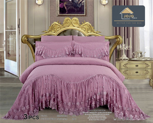 Cuvertura 3 Piese de Lux, din Bumbac Finet Premium, Lila Închis-C8875