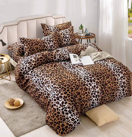 Lenjerie Pat Dublu din Finet, 6 Piese, cu Elastic, Animal Print-C8686