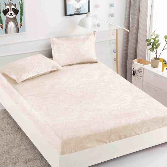 Husa de Pat cu Elastic, Din Finet, 180x200cm+2 fete de perna, Crem Royal-C8765