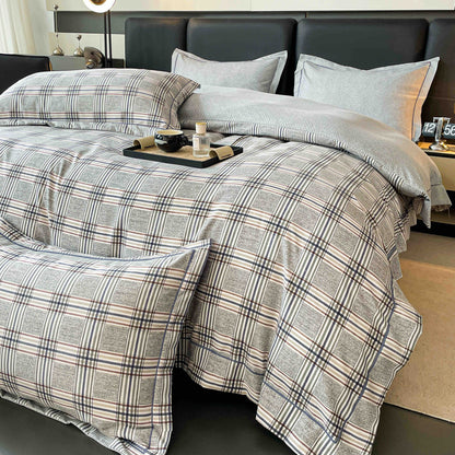 Lenjerie Premium Luxury din Finet, 6 Piese, cu Elastic, Carouri-C7507