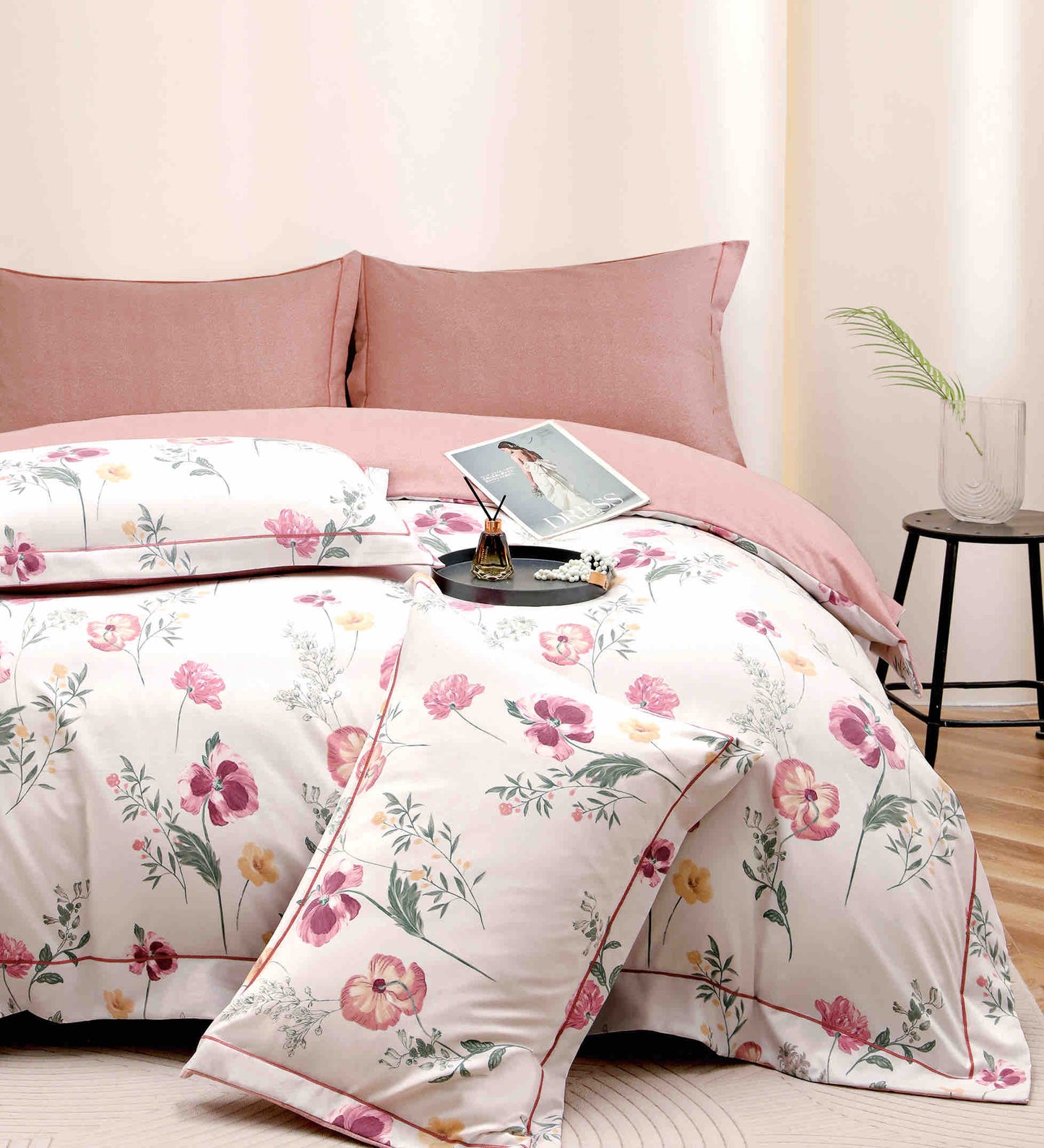 Lenjerie Premium Luxury din Finet, 6 Piese, cu Elastic, Floricele-C7515
