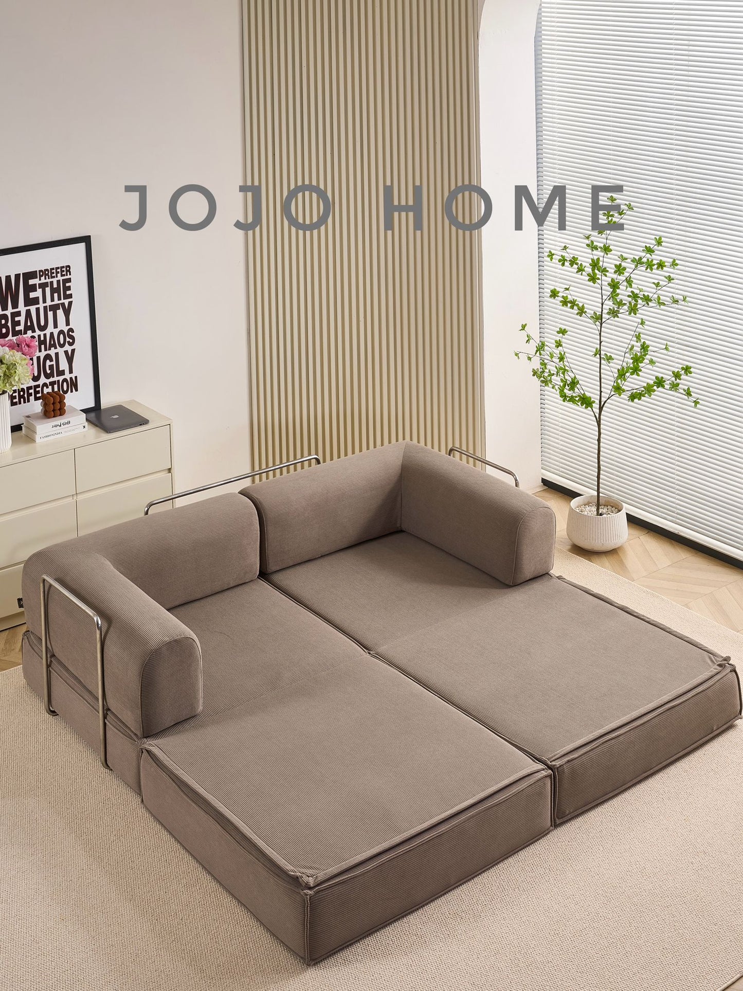 Canapea Premium Modulara Expandio, cu Susținere Ergonomică HD Foam, Catifea Reiata, Maro-C9009