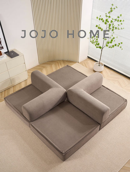 Canapea Premium Modulara Expandio, cu Susținere Ergonomică HD Foam, Catifea Reiata, Maro-C9009