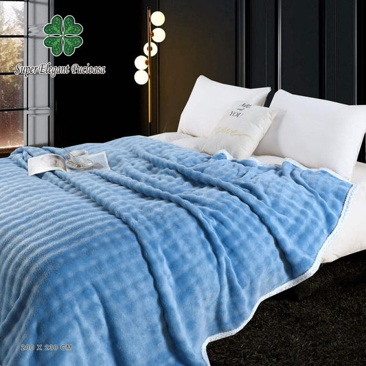 Patura Pufoasa Cocolino Premium, 200x230cm, Bleu-P9128