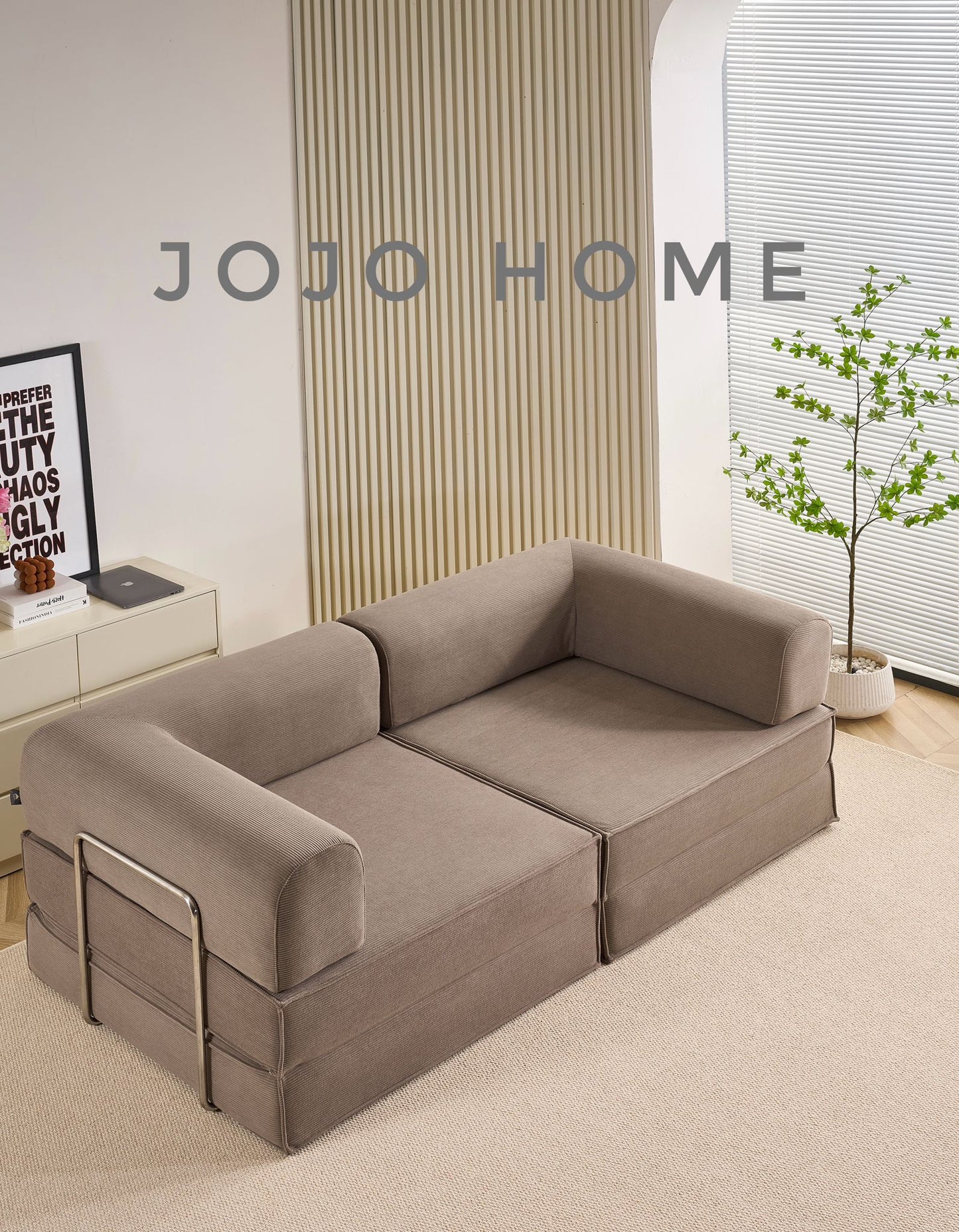 Canapea Premium Modulara Expandio, cu Susținere Ergonomică HD Foam, Catifea Reiata, Maro-C9009