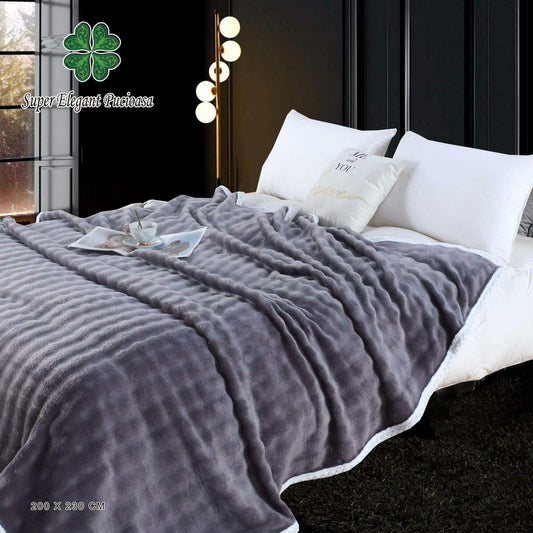 Patura Pufoasa Cocolino Premium, 200x230cm, Gri Inchis-P9127
