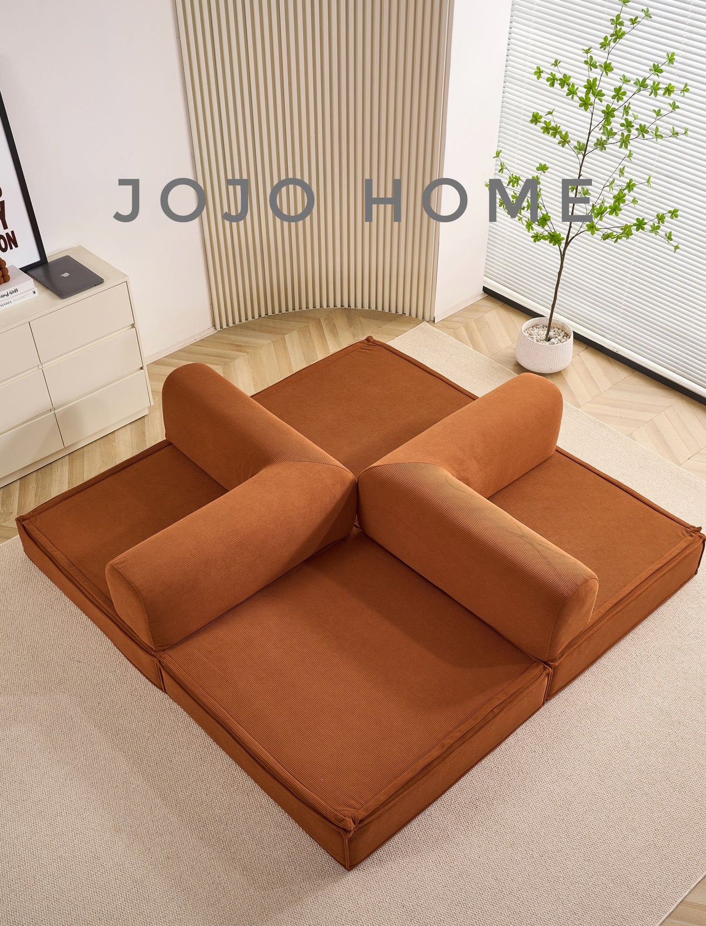Canapea Premium Modulara Expandio, cu Susținere Ergonomică HD Foam, Catifea Reiata, Maro-C9007