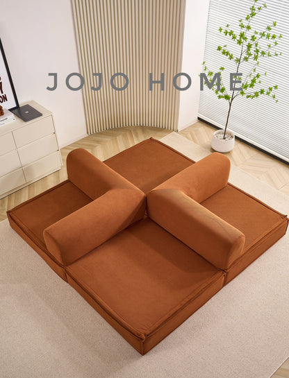 Canapea Premium Modulara Expandio, cu Susținere Ergonomică HD Foam, Catifea Reiata, Maro-C9007
