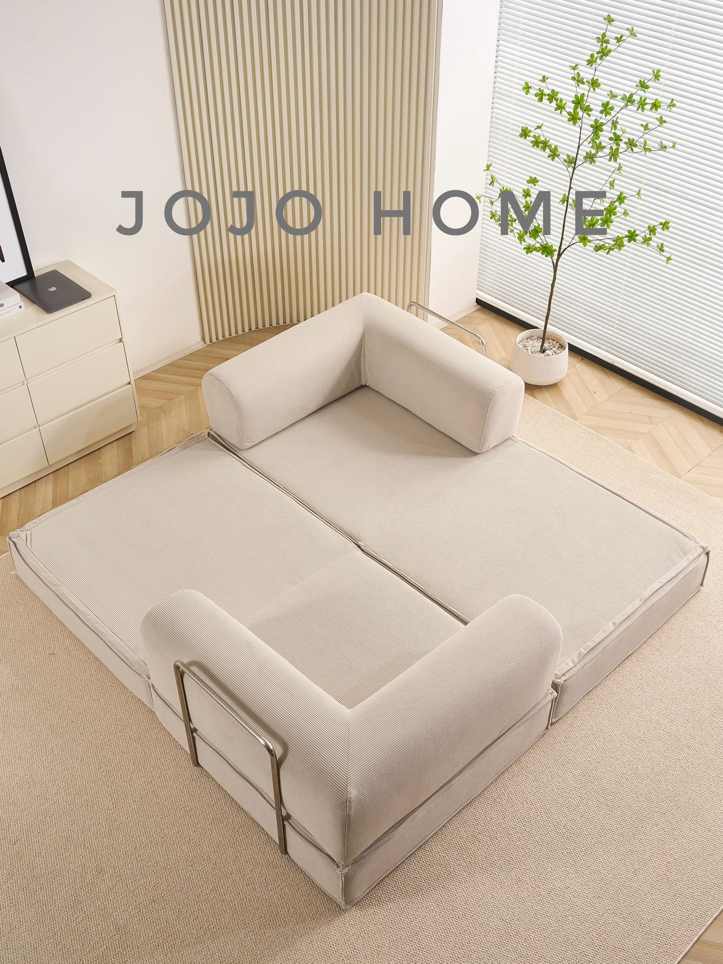 Canapea Premium Modulara Expandio, cu Susținere Ergonomică HD Foam, Catifea Reiata, Ivoire-C9006