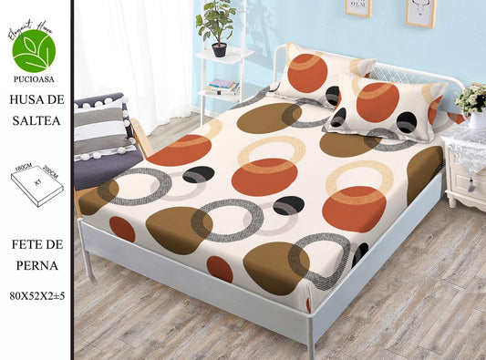 Husa de Pat cu Elastic, Din Finet, 180x200cm+2 fete de Perna-H8310