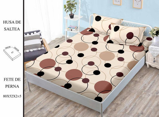 Husa de Pat cu Elastic, Din Finet, 180x200cm+2 fete de Perna-H8305