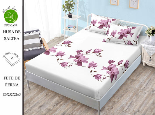 Husa de Pat cu Elastic, Din Finet, 180x200cm+2 fete de Perna-H8308