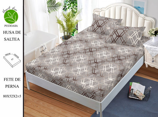 Husa de Pat cu Elastic, Din Finet, 180x200cm+2 fete de Perna-H8325