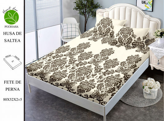 Husa de Pat cu Elastic, Din Finet, 180x200cm+2 fete de Perna-H8324