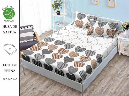 Husa de Pat cu Elastic, Din Finet, 180x200cm+2 fete de Perna-H8330