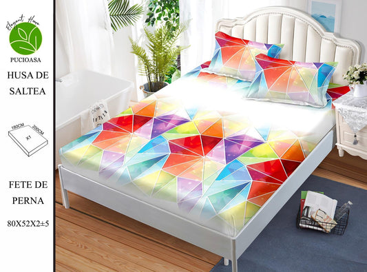 Husa de Pat cu Elastic, Din Finet, 180x200cm+2 fete de Perna-H8329