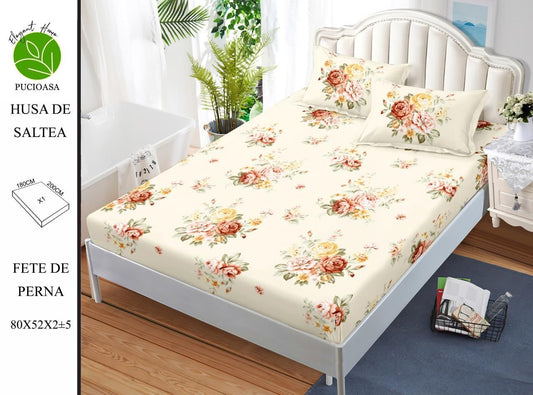 Husa de Pat cu Elastic, Din Finet, 180x200cm+2 fete de Perna-H8332