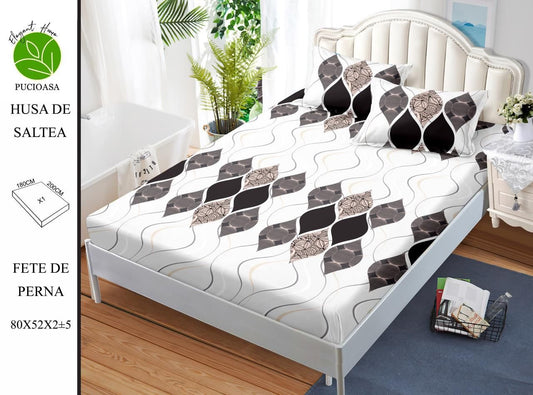 Husa de Pat cu Elastic, Din Finet, 180x200cm+2 fete de Perna-H8338