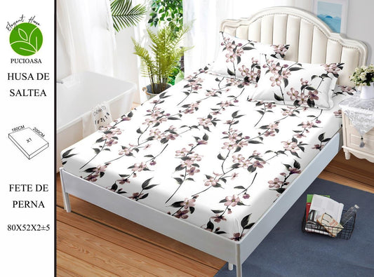 Husa de Pat cu Elastic, Din Finet, 180x200cm+2 fete de Perna-H8350