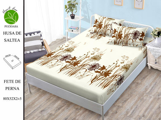 Husa de Pat cu Elastic, Din Finet, 180x200cm+2 fete de Perna-H8358