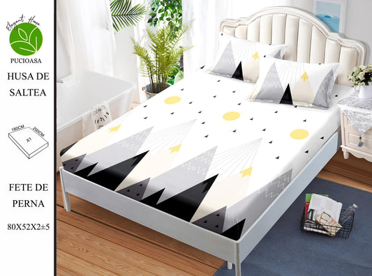Husa de Pat cu Elastic, Din Finet, 180x200cm+2 fete de Perna-H8359