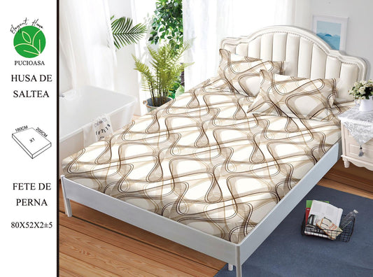 Husa de Pat cu Elastic, Din Finet, 180x200cm+2 fete de Perna-H8360