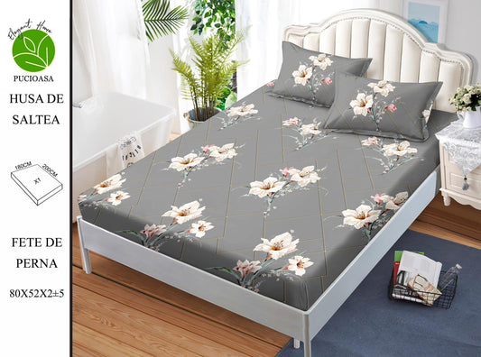 Husa de Pat cu Elastic, Din Finet, 180x200cm+2 fete de Perna-H8355