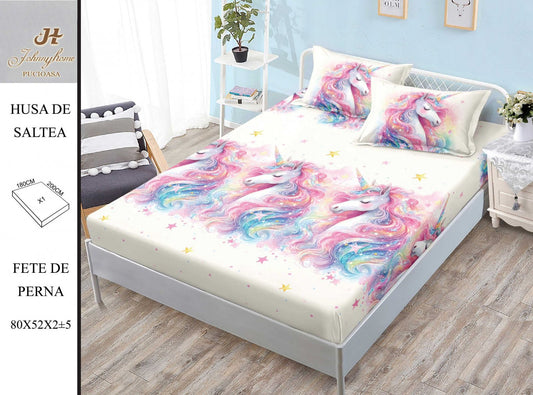 Husa de Pat cu Elastic, Din Finet, 180x200cm+2 fete de Perna-H8370