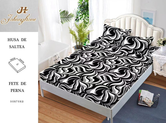Husa de Pat cu Elastic, Din Finet, 180x200cm+2 fete de Perna-H8386