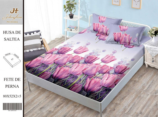 Husa de Pat cu Elastic, Din Finet, 180x200cm+2 fete de Perna-H8394